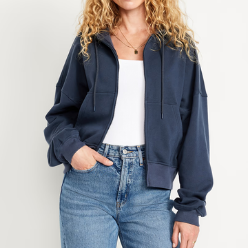 Korte Hoodie Met Volledige Ritssluiting En Trekkoord
