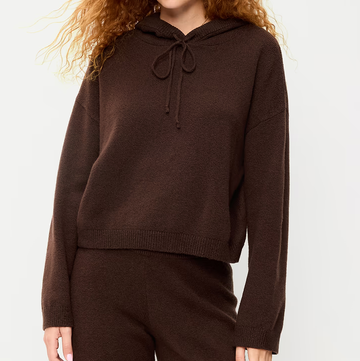 Losvallende Gebreide Hoodie Zonder Sluiting Met Trekkoord