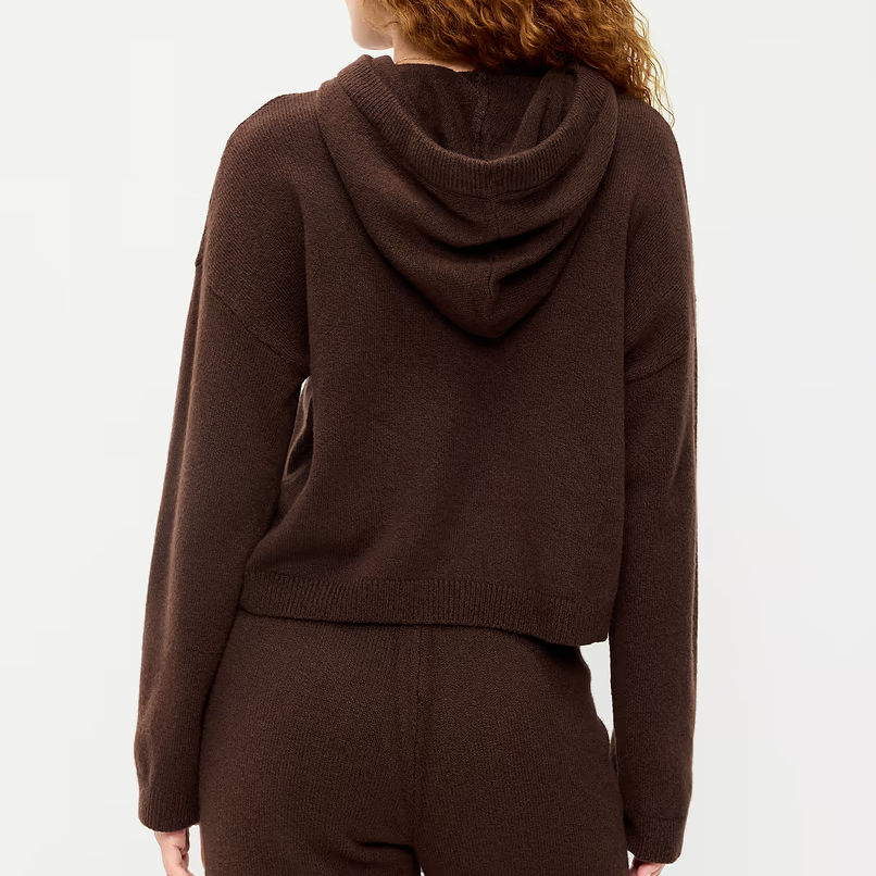 Losvallende Gebreide Hoodie Zonder Sluiting Met Trekkoord